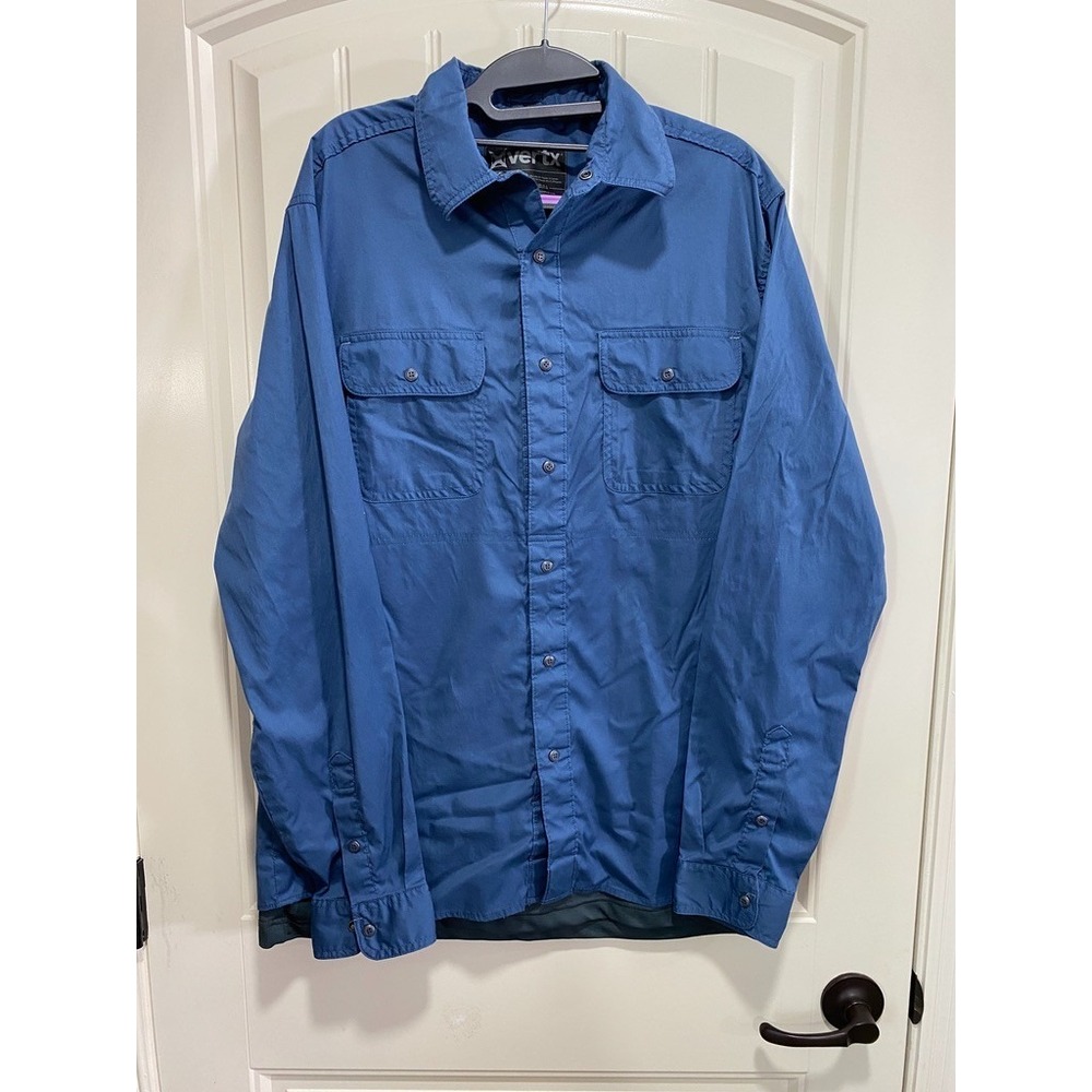 Vertx Men's Size Large Blue Tactical Lined Long Sleeve Snap Button Up Shirt